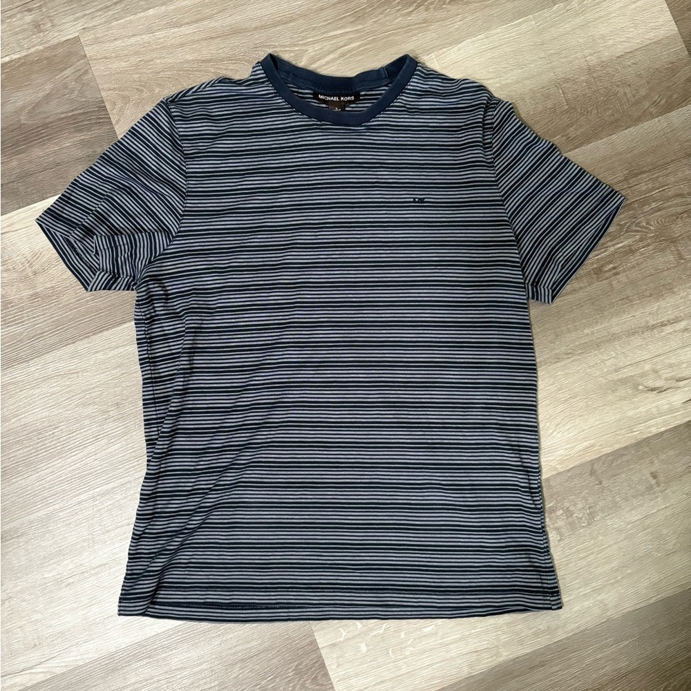 Michael Kors Blue and White Striped Tee